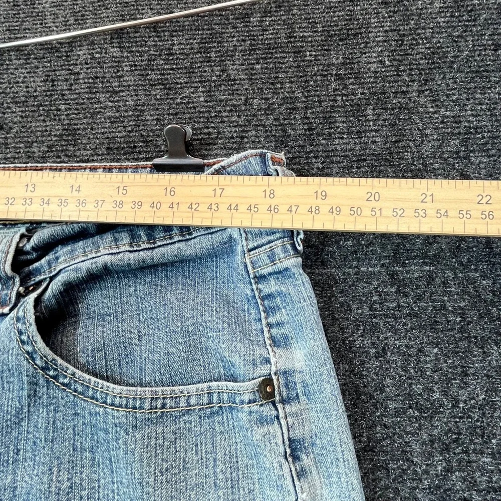 Levi Strauss Y2K Women 12 Light Wash Stretch Raw Hem Cut Off Denim Shorts Frayed